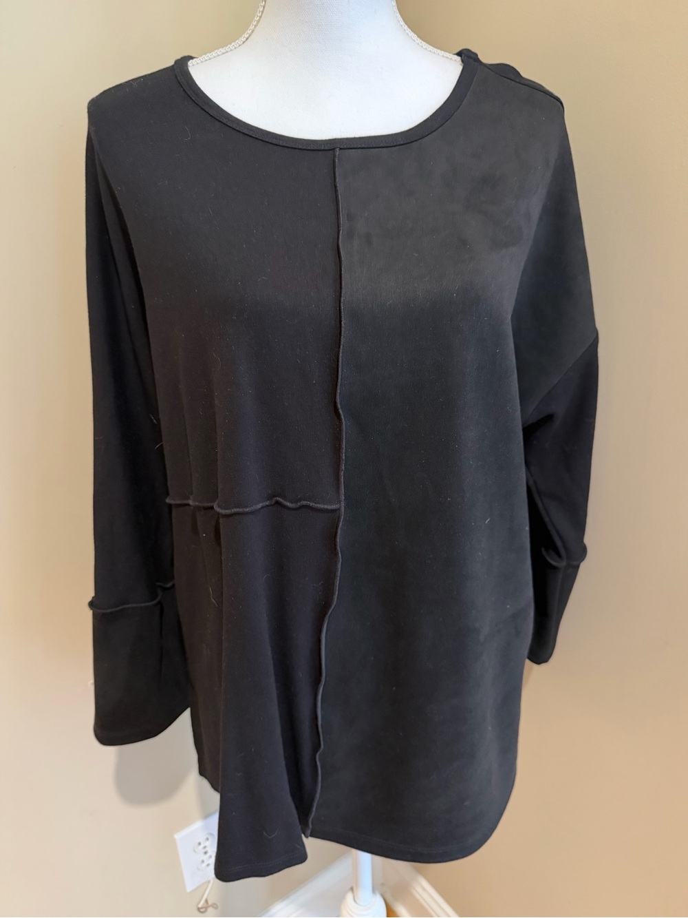 Faux Suede 3/4 Sleeve Tunic